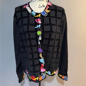 Chic Black Embellished Women's Blazer